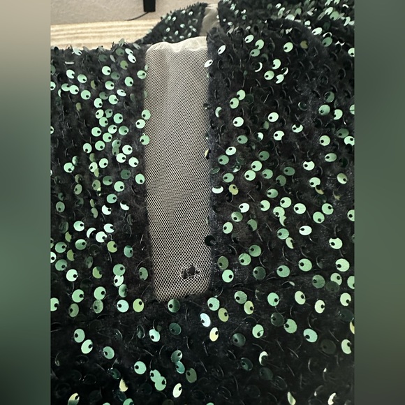 Seomiscky Plus Size One Shoulder Dress Green Sequin Dress - Picture 5 of 9